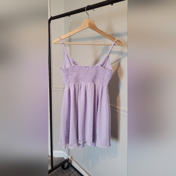 NWT Windsor Swiss Dot Chiffon Lavender Cut Out Babydoll Dress Women's Small - Picture 6 of 8